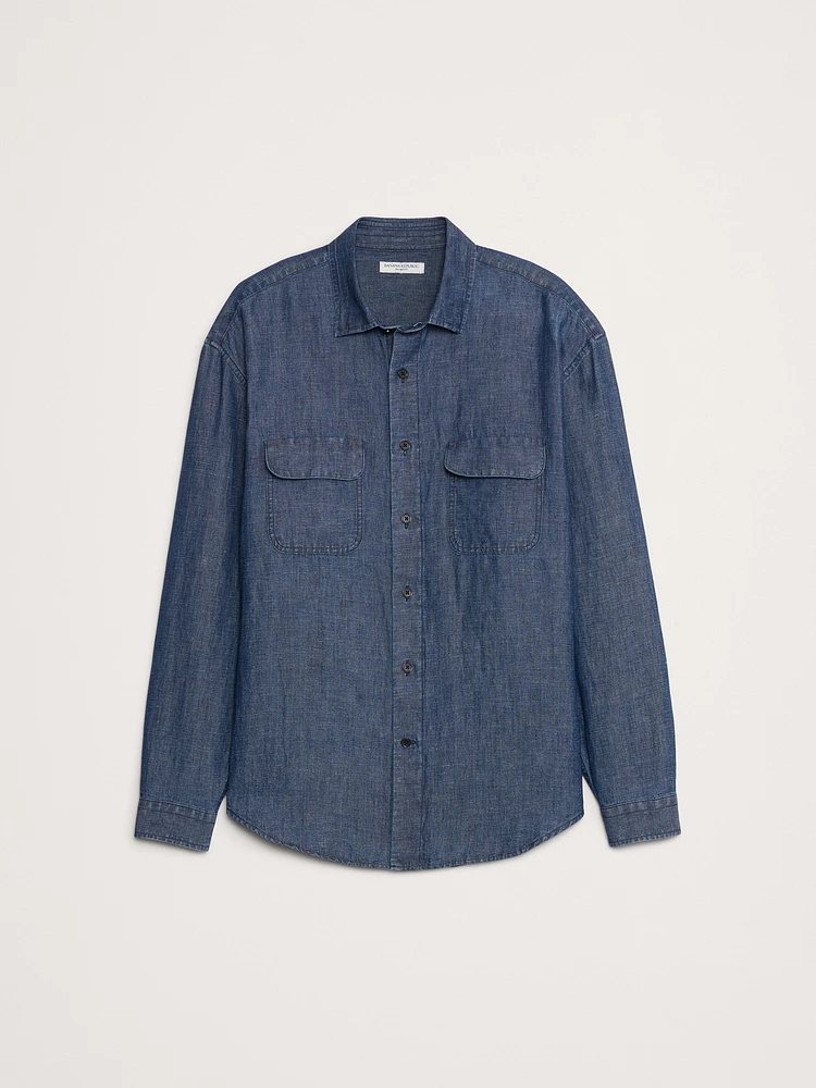 Oversized Cotton-Hemp Chambray Shirt