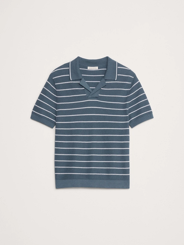 Texture Stripe Cotton Polo