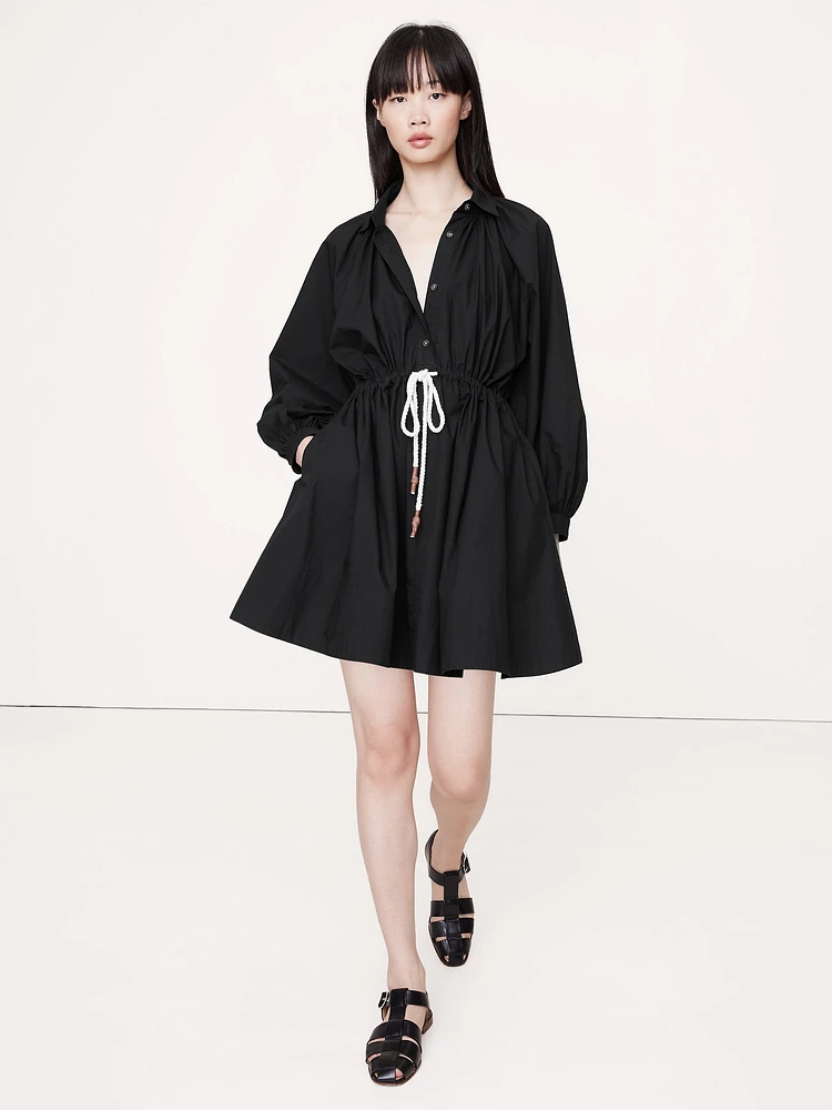 Cotton Poplin Mini Shirtdress