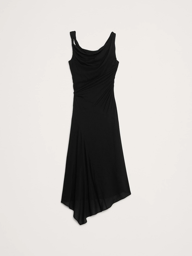 Crepe Twist-Shoulder Dress