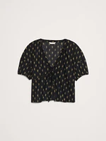 Cotton Tie-Front V-Neck Top