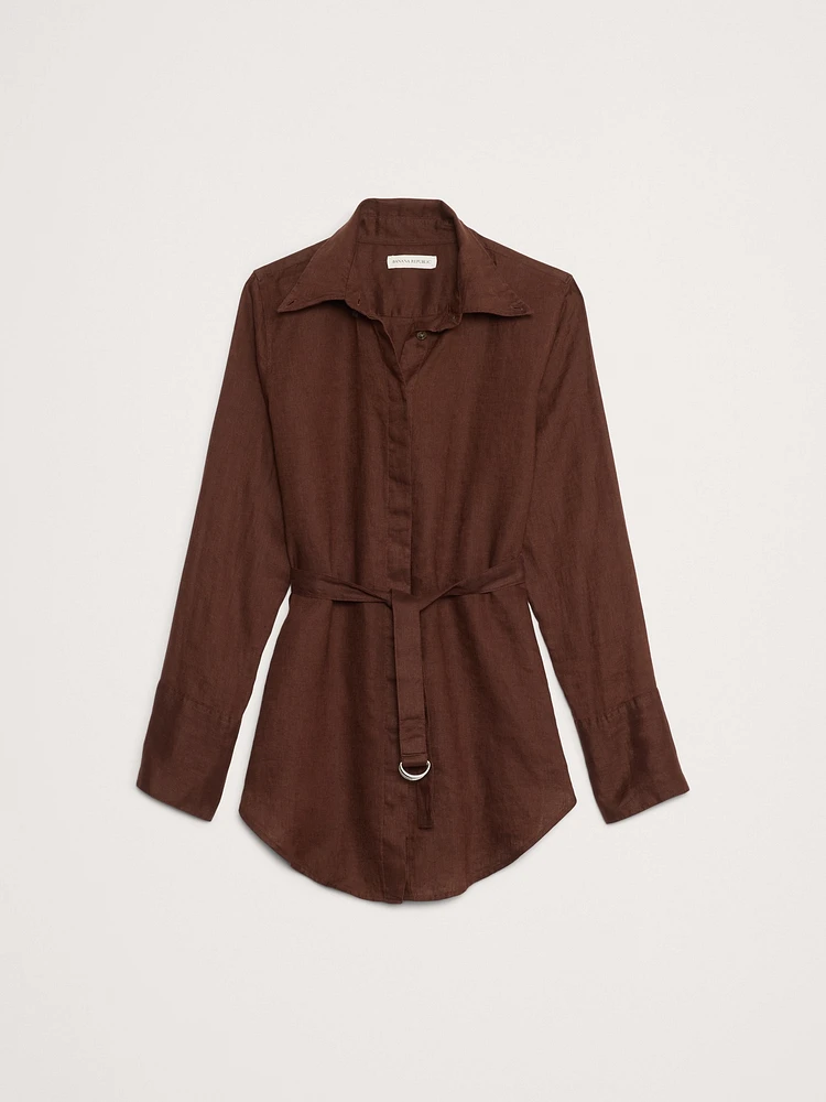 Linen Belted Tunic Shirt