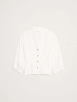 Cotton Poplin Cinched-Waist Shirt