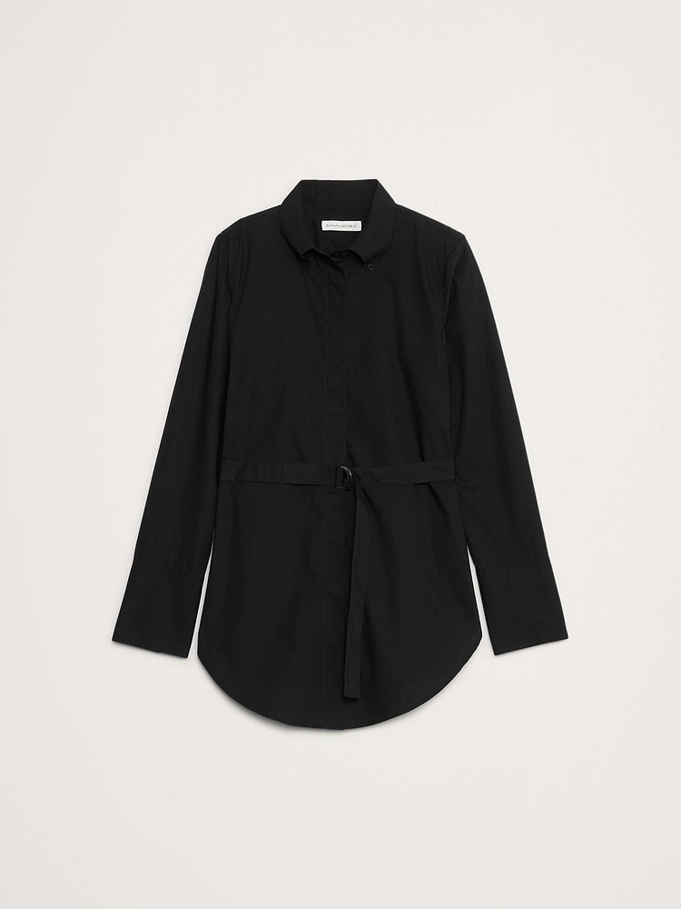 Cotton Poplin Belted Tunic Shirt