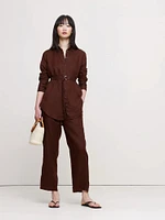 Linen Belted Tunic Shirt