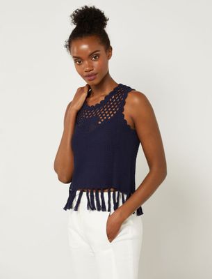 Blusa de crochet con flecos