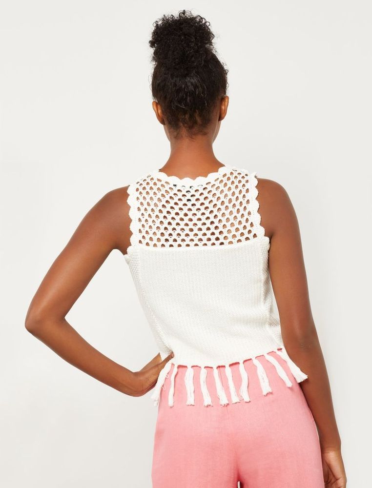 Blusa de crochet con felcos