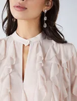 Blusa Transparente con Paneles de Volantes