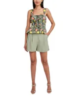 Blusa Floral de Tirantes con Peplum