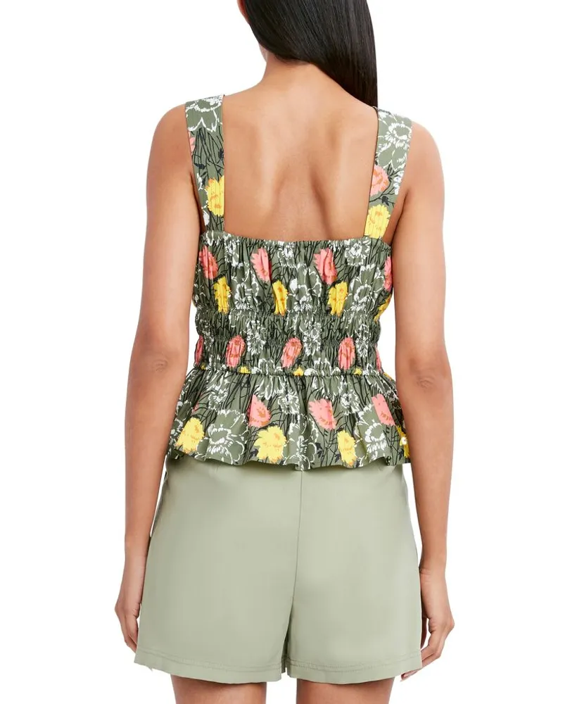 Blusa Floral de Tirantes con Peplum