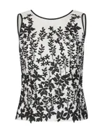 Blusa de Encaje Bordada Floral