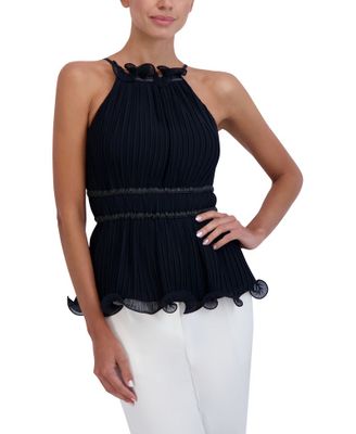 Blusa Halter Plisada con Volantes