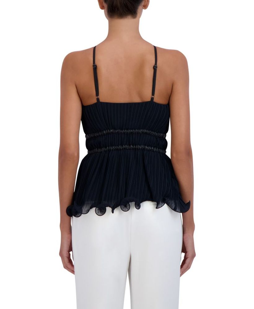 Blusa Halter Plisada con Volantes