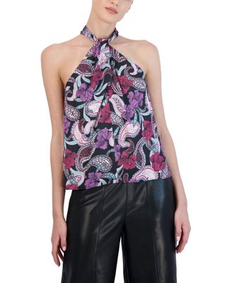 Blusa Halter con Nudo Floral Paisley