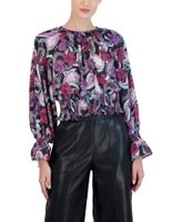 Blusa Manga Larga con Volantes Floral Paisley