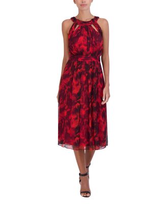 Vestido Halter Midi Floral Abstracto