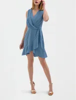 Vestido Corto de Noche Dreapeado con Volantes