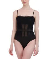 Body Bustier Encaje de Tirantes con Transparencia