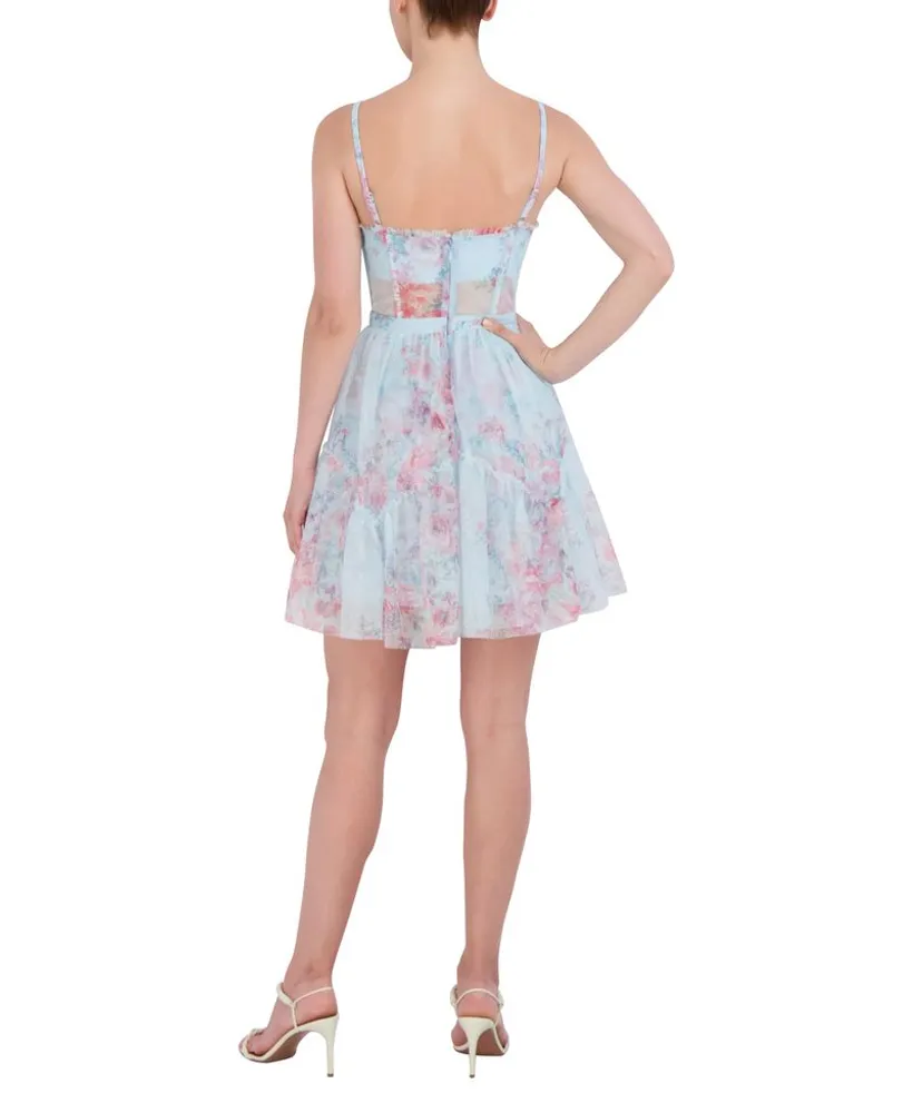 Vestido Corto de Noche Bustier Floral