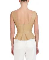 Crop Top Peplum Piel Sintética