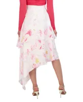 Falda Midi High and Low Volantes Floral