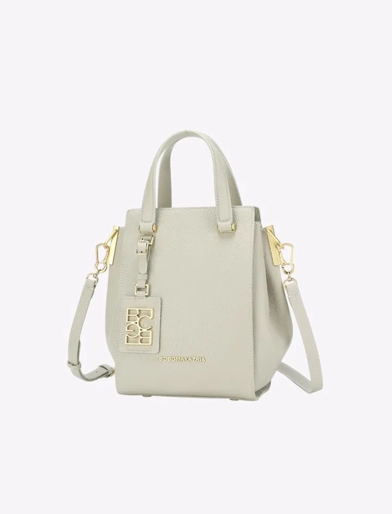 Bolso Satchel Geométrico con Placa Metálica