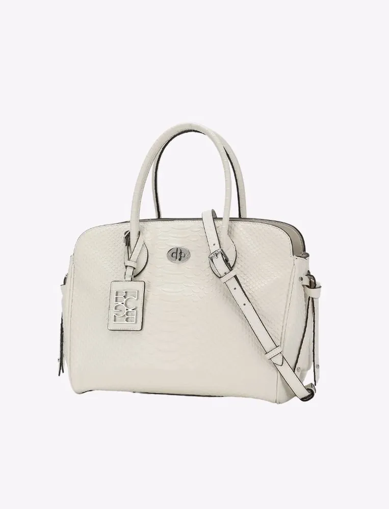 Bolso Satchel con Broche y Placa Metálica