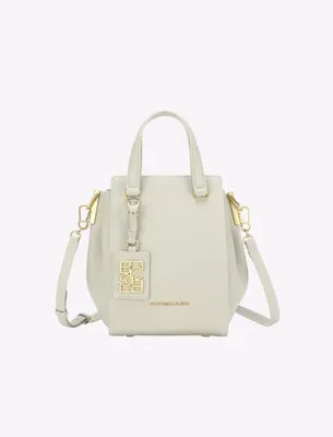 Bolso Satchel Geométrico con Placa Metálica