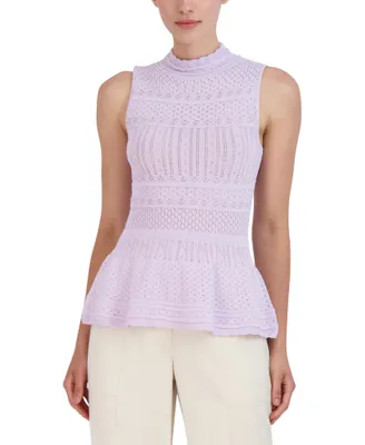 Blusa Cuello Alto Crochet con Peplum