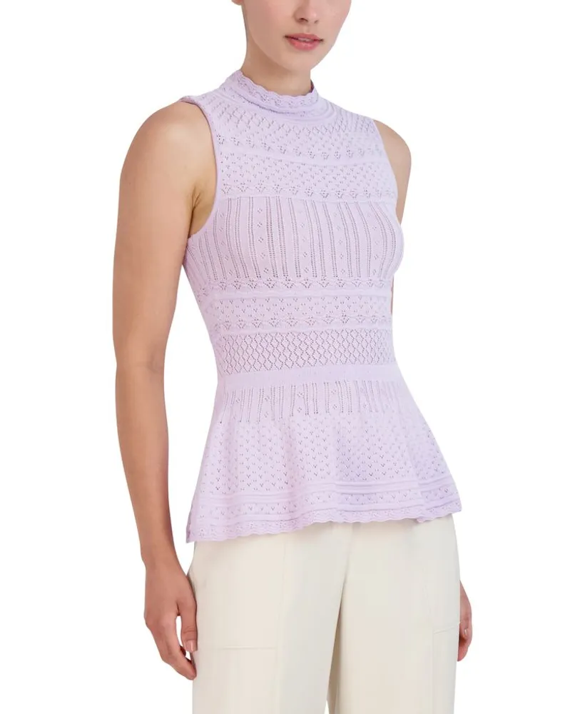 Blusa Cuello Alto Crochet con Peplum