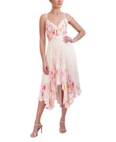 Vestido Midi High and Low Plisado Floral