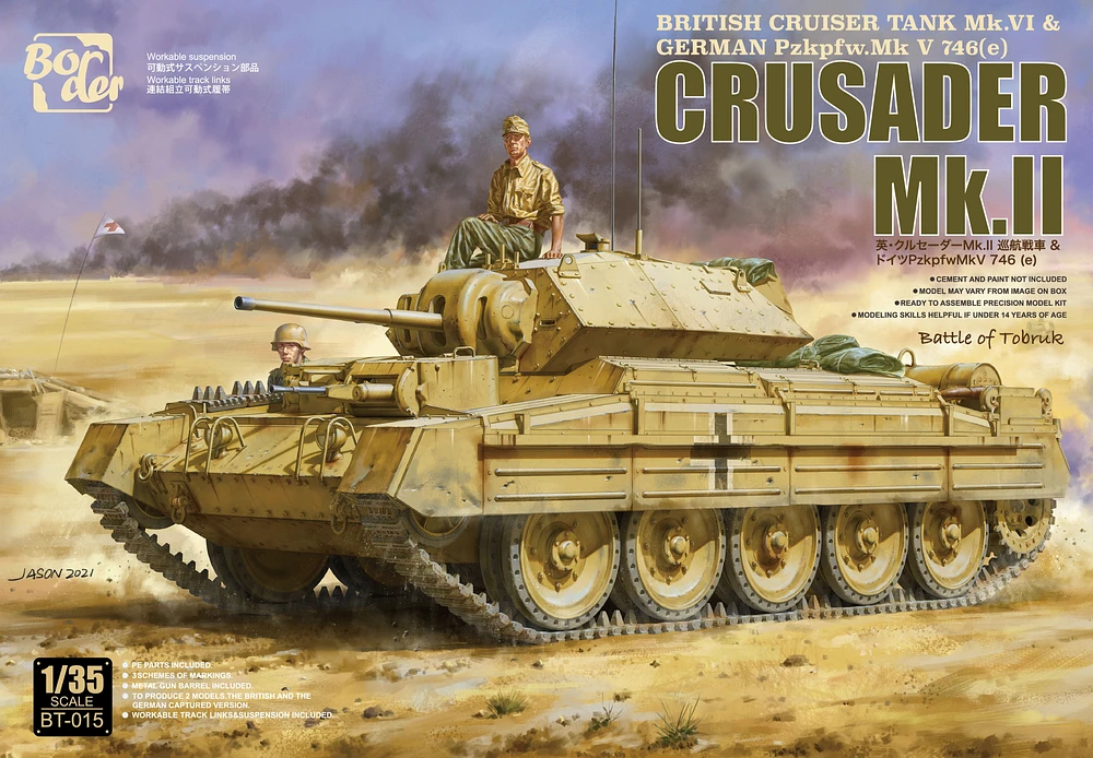 British Cruiser Tank Mk.VI & GERMANY Pzkpfw.Mk V 746(e) Crusader Mk.II 1/35 #BT015 by Border