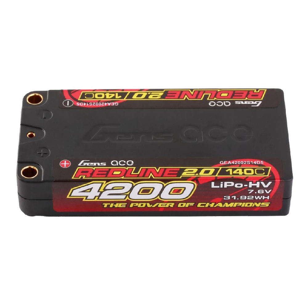 Gens Ace Redline 2.0 4200mAh 2S 7.6V 140C HV Shorty LiPo w/5mm - GEA42002S14D5