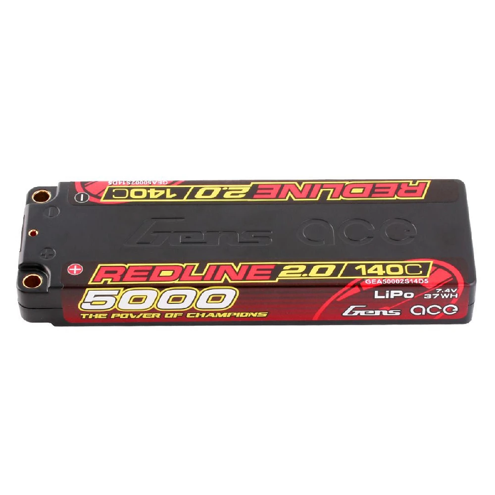 Gens Ace Redline 2.0 5000mAh 2S 7.4V 140C LiPo w/ 5.0mm Bullet - GEA50002S14D5