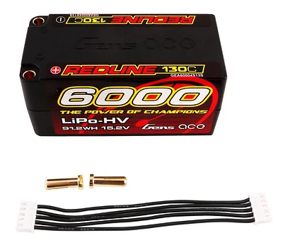 Gens Ace Redline 4S LiHV LiPo Shorty Battery 130C (15.2V/6000mAh) w/5mm Bullets (Hard Case) - GEA60004S13S