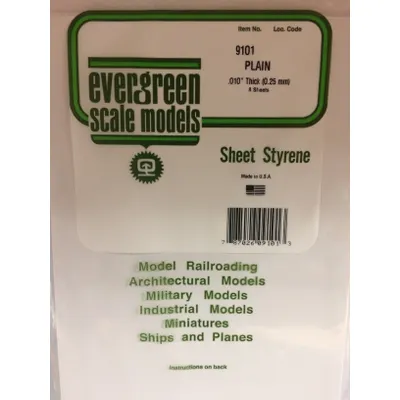 Evergreen #9101 Styrene Sheets: White 8 pack 0.010" (0.25mm) x 8" x 21"
