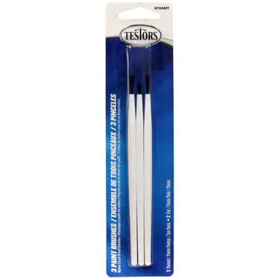 Testors 2 Flat & 1 Pointed Nylon Brush Set #281201