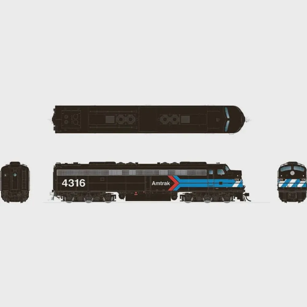 HO EMD E8A (DC/DCC/Sound): Amtrak - Early Black Scheme: #4316