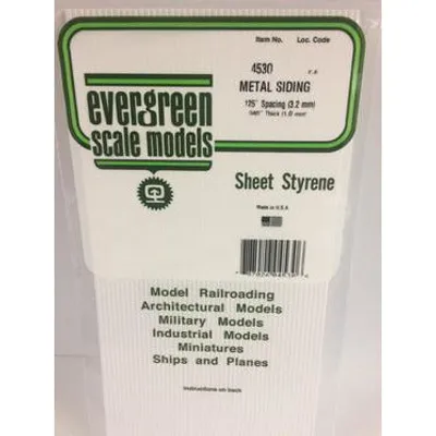 Evergreen #4530 Styrene Siding: Metal 0.125" (3.2 mm) Spacing x 0.040" (1.0mm) Thick 6" x 12"