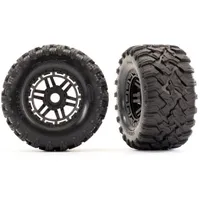 TRA8972 Tires & wheels, assembled, glued (black wheels, Maxx All-Terrain tires, foam inserts) (2) (17mm splined) (TSM rated)