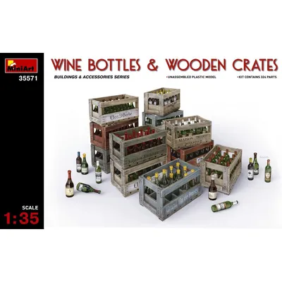 Wine Bottles & Wooden Crates #35571 1/35 Detail Kit by Miniart