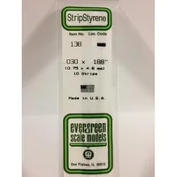 Evergreen #138 Styrene Strips: Dimensional 10 pack 0.030" (0.75mm) x 0.188" (4.8mm) x 14" (35cm)