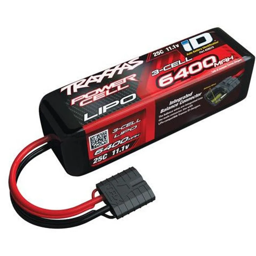 TRA2857X Traxxas 6400mAh 3S 11.1V 25C LiPo ID Connector Soft Case 3 Cell