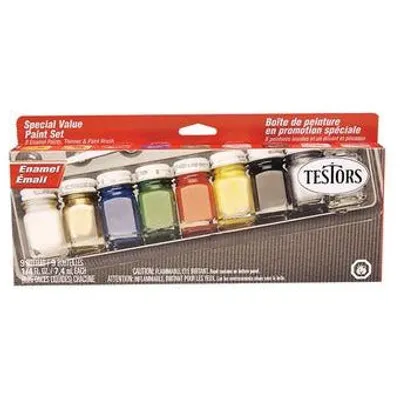 Testors 9115 Enamel Paint Set (1 Brush, 7 Jars)