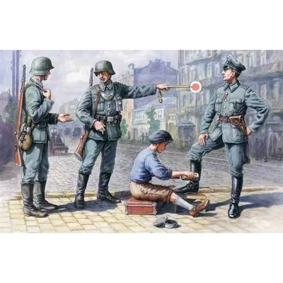 German Patrol (1939-1942) (4 figures - 1 officer, 2 soldiers, 1 civilian) 1/35 #35561 by ICM