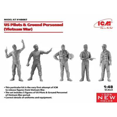 US Pilots & Ground Personnel (Vietnam War) (5 figures) (100% new molds) 1/48 #48087 by ICM