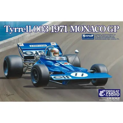 Tyrrell 003 Monaco GP 1971 1/20 Model Car Kit #007-5800 by Ebbro