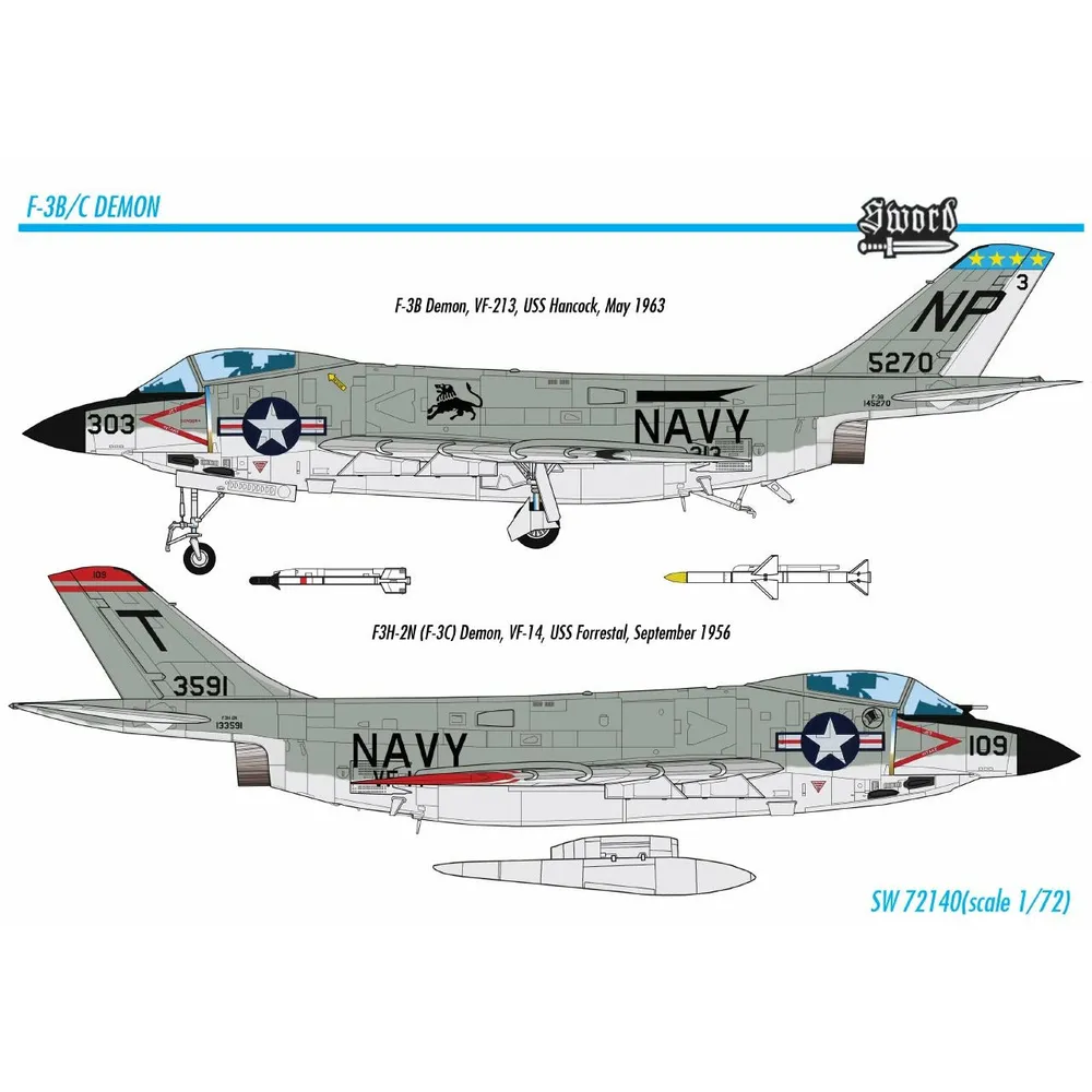 F-3B/C Demon Aircraft 1/72 #SW72140 by Sword