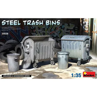 Steel Trash Bins #35636 1/35 Scenery Kit by Miniart