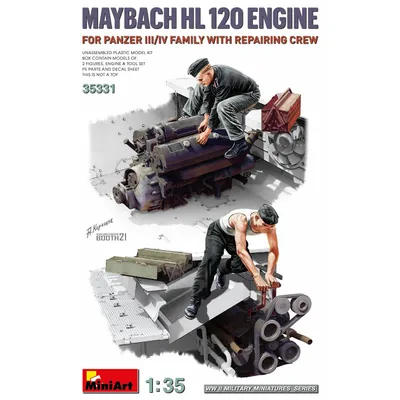 Maybach HL 120 Engine for Panzer III/IV Family w/Repair Crew #35331 1/35 Figure Kit by MiniArt